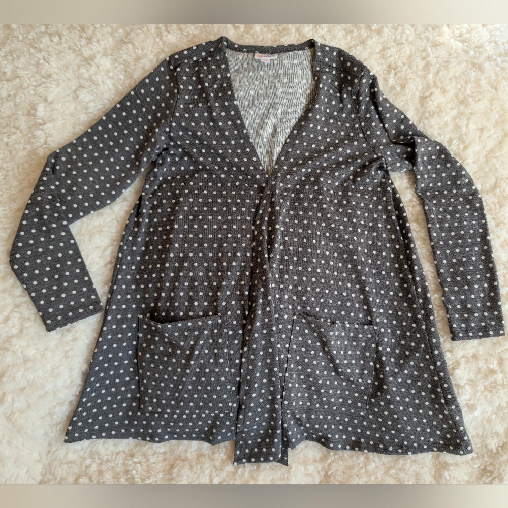 LulaRoe Grey Polka Dot Cardigan Small Caroline NWOT